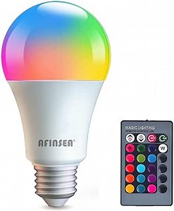 RGB Color Changing Light Bulbs,RGB LED Light Bulbs,9W Warm White 6500K,40W Equivalent,16 Color Multicolor A19 E27/E26 Dimmable Memory Function, for Home Decoration,Stage,Bar,Party