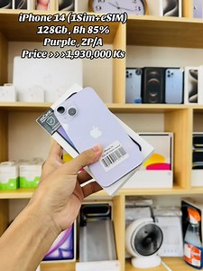 iPhone 14 128GB Purple (1Sim eSIM) — Bh 85% Price 1,930,000 Ks