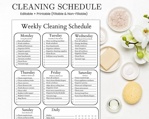 Editable Weekly Cleaning Schedule, Cleaning Planner Printable, Cleaning Checklist, Cleaning Routine, House Chores, Cleaning Template, PDF - Etsy
