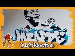 World Cup Graffiti 2018 Speed Drawing Mbappe Portrait & Letters (France)
