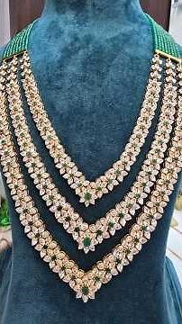 Emerald Designer Necklace CAD Masterpiece | Multi Layer Bridal Gold Jewellery | 3 Step Necklace