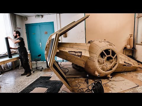 Building Vader's TIE Fighter out of cardboard [full build time-lapse]