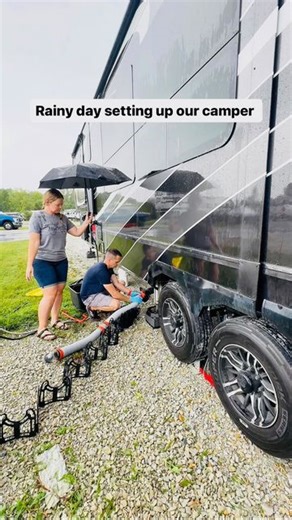 Vikki & Jason | RV LIFESTYLE | Can’t say setting up our camper in the rain is a fav 🤣 | RV SnapPad Partner Packing up our camper on a rainy day, well same…but a reality... | Instagram