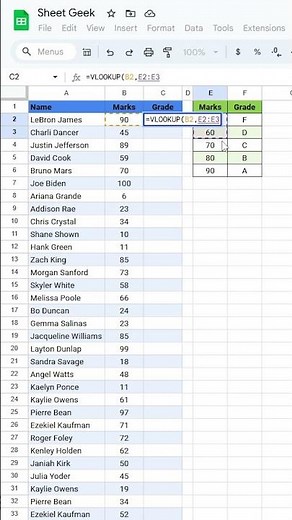 How to use VLOOKUP in Google Sheets! 😂 #googlesheets #exceltips #spreadsheets