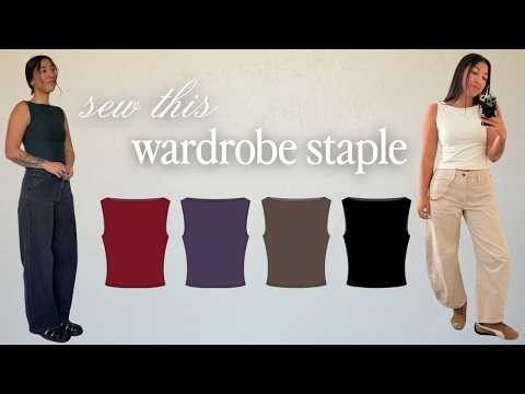 Easy Everyday Crop Top sewing pattern DIY boat neck tutorial
