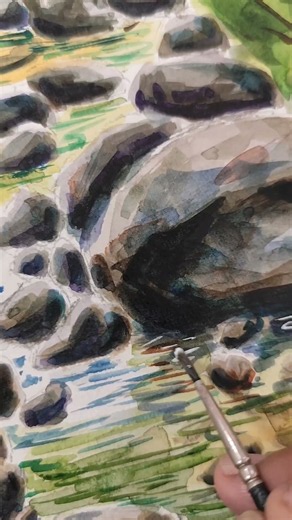 Creating a Peaceful Waterfall Scene Step by Step 🎨💦 | Watercolor Landscape for Beginners