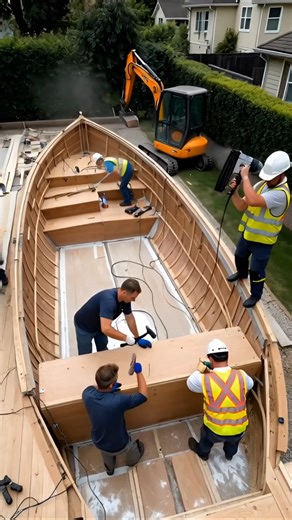 I Turned an Old Boat Into a Luxury Swimming Pool! #viralvideo #shortvideo