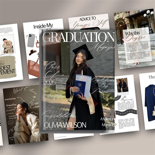 Personalized Graduation Booklet Editable Graduation Magazine Template she made it Graduation Announcement Gift for Her Graduation Keepsake