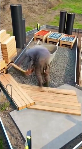 Collapsed Courtyard → Modern Concrete & Wood Zen Garden #aishorts