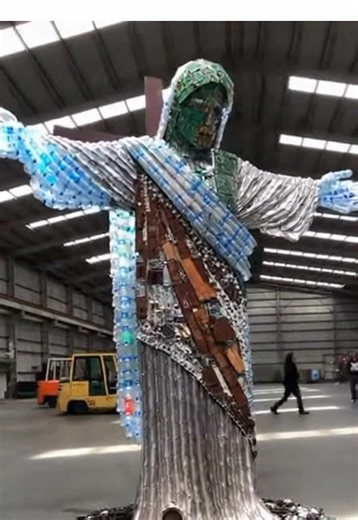 Exploring a Towering Sculpture of Jesus Made from Waste