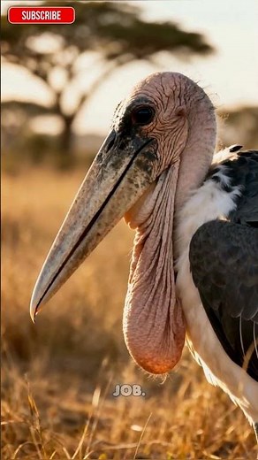 Marabou Stork – Africa’s Giant “Undertaker” Bird! 🦅🦴 #naturefacts #birds #animals #wildlife #nature