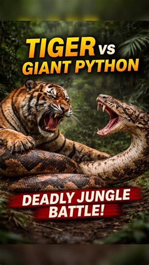 “Tiger vs Giant Python – Who Wins This Deadly Jungle Battle?” #tiger #snakevideo