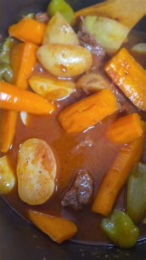Beef curry with carrots and potatoes cooked in a multicooker. Home made.