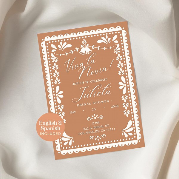 Papel Picado Bridal Shower Invitation Template, Viva La Novia Editable Canva Invite, Mexican Fiesta Spanish English Digital Download - Etsy