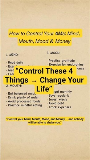 Master Your 4Ms — Control Your Life #facts #quotes #words #1m
