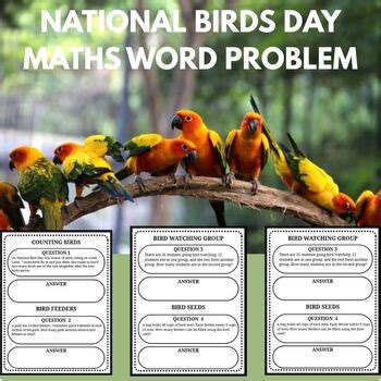 BIRD HABITAT AWARENESS DAY MATHS WORD PROBLEM - 40 Printable Pages (Grade 2-6)