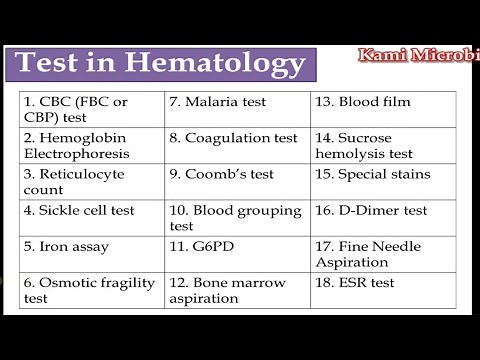 List of hematology test