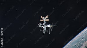 Mir Space Station Orbiting Planet Earth