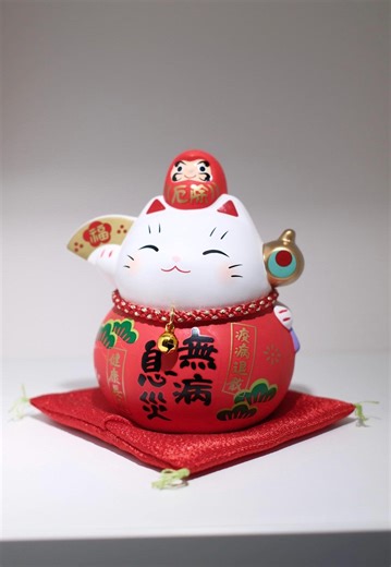 Japanese Maneki Neko Lucky Cat – Health & Protection Charm – “mubyō Sokuzai” Good Fortune Decor - Etsy