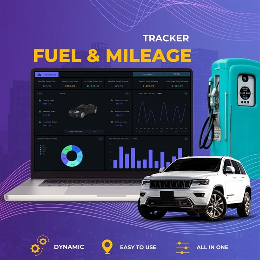 Fuel Tracker Vehicle & Mileage Tracker Log With Expenses Mileage Calculator Google Sheets Template Trucking Spreadsheet - Etsy