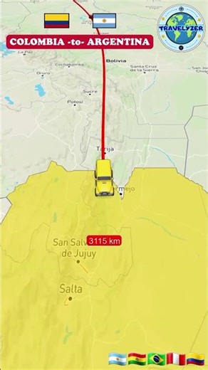 COLOMBIA to ARGENTINA By Land Route No7 #travel #shorts
