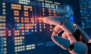 AI software transcribing video in real time. A user interface with speech-to-text, showing how fast and accurate AI transcription tools are. Stock Video