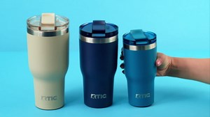 RTIC 30oz Essential Tumbler with Lid, Ceramic Lined, Insulated, Stainless Steel, Metal, Double Wall Vacuum-Insulation, Travel Cup for Iced Coffee, Tea, Hot and Cold Drink, Black