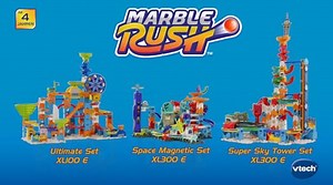 VTech Marble Rush - Space Magnetic Set XL300 E – Interaktive Murmelbahn mit spannenden Bahnelementen, verschiedenen Aufbaumöglichkeiten und Licht- und Soundeffekten – Für Kinder von 4-12 Jahren