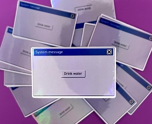 Holographic Drink Water Sticker: Retro Computer Pop-up Vinyl Decal - Etsy