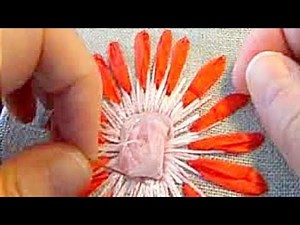 You will never forget this wonderful ribbon embroidery : embroid a red silk flower so easy
