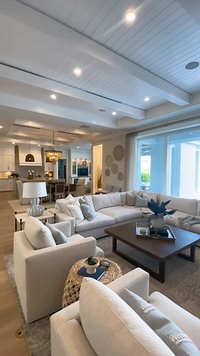 Coastal living room luxury at it’s finest! Cozy, chic, and coastal… exactly how we like it! #coastallivingroom #coastallivingstyle #coastaldecorideas #coastaldecor #coastaldecorating #livingroomdecorideas #livingroomdecorinspiration #livingroomdetails #coastaldesignideas #livingroomstylingideas