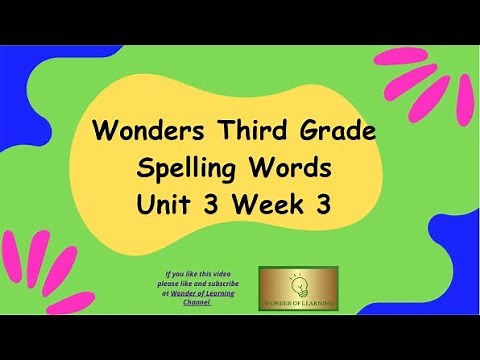 Wonders 3rd Grade Spelling Words Unit 3 Week 3