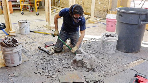 Starting to remove the slate floor | Home renovation & addition part 25