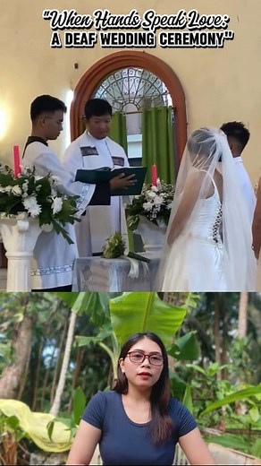 When Hands Speak Love: A Deaf Wedding Ceremony Look, there's a wedding ceremony where the priest knows sign language. This is such a wonderful language for the Deaf community. It's happening in 📍Dapitan City po, St James parish church, solemnized by Father Khim Caermare. Let's try to enter their world, a world full of silence and peace. I was truly surprised to see that the priest is fluent in sign language. He is so skilled, and the Deaf attendees can fully understand the ceremony. Imagine vis