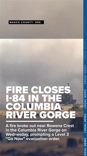 Video from the Wasco County Sheriff's Office shows the 'Rowena Fire' burning along I-84 between Hood River and The Dalles - https://bit.ly/4n3s4Bq | KATU News
