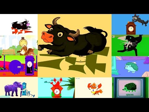 🐂Whimsy World: Bulls, Skunk, Hedgehogs & More Cartoon Animals in a Fun Clock‑Adventure!"*