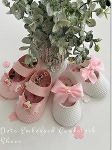Embossed Dots Cardstock Baby Shoe Favors: Vintage Party Decor, Quantity of 10 Single Shoes - Etsy