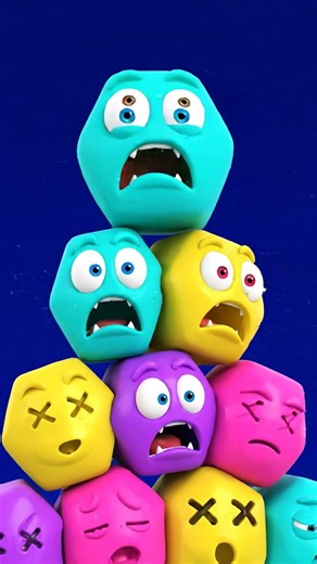 Colorful Hex Blocks Go Wild! Cartoon Faces & SFX Chaos #animation #shorts #satisfying