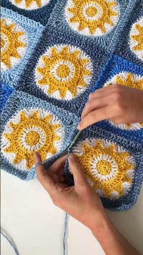POV - Joining Granny Squares To Finish A Crochet Blanket #crochet #shortscrochet #crocheting