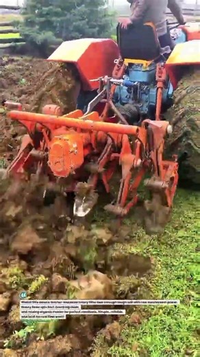 Old-School Rotary Tiller Power in Action! 🚜🔥 #FarmLife #SoilPrep #TractorWork