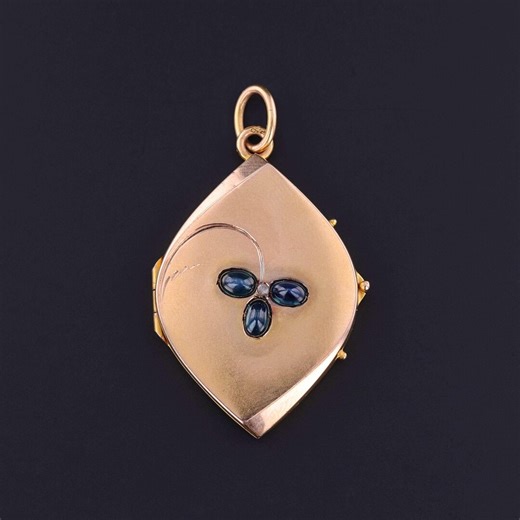 Antique Sapphire Locket of 14k Gold - Etsy