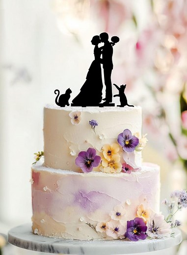 Cake Topper With Cats,silhouette Cake Topper With Two Cats,cats Cake Topper,wedding Cake Topper With Cats,cake Topper Cats,cat Wedding - Etsy