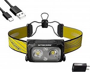 Nitecore NU25 400 Lumen USB Rechargeable Headlamp, Lightweight, Dual Beam, with Red Lighting for Hiking, Climbing, and Camping, with Lumentac Adapter