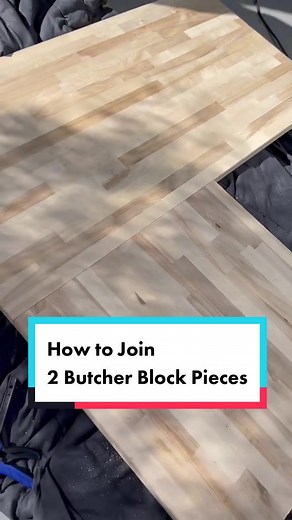 How to join 2 pieces of butcher block together. You just need the right tools like a Kreg Jig. #rvkitchen #rvkitchenremodel #kitchencountertops #bathroomcounter #rvcountertop #countertop #butcherblock