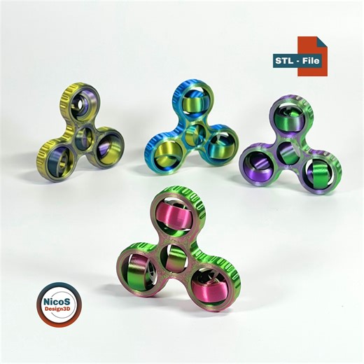STL File - 3D Print Model | Fidget Triple Spinner Print-in-place Desk Toy Smooth Rotating Rings - Etsy