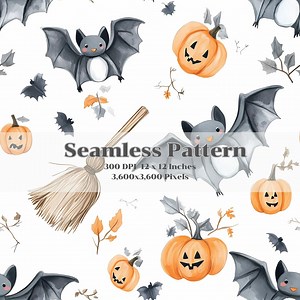 High-Res Cute Watercolor Halloween Pattern