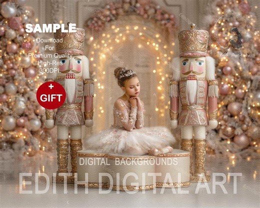 Pink Nutcracker Digital Backdrop Photography Composite, Festive Holiday Christmas Background With Pink Christmas Trees, Ideal for Ballerina. - Etsy