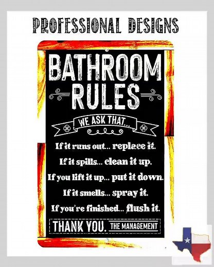 Bathroom Rules (Chalkboard Style) - Metal Sign
