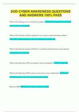 DOD CYBER AWARENESS QUESTIONS AND ANSWERS 100 PASS2697