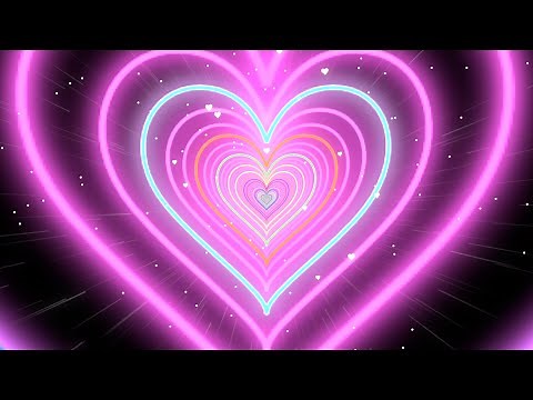 Colorful Heart Background💖Pink Tunnel Heart Background Screensaver Video Effects - Lights Background